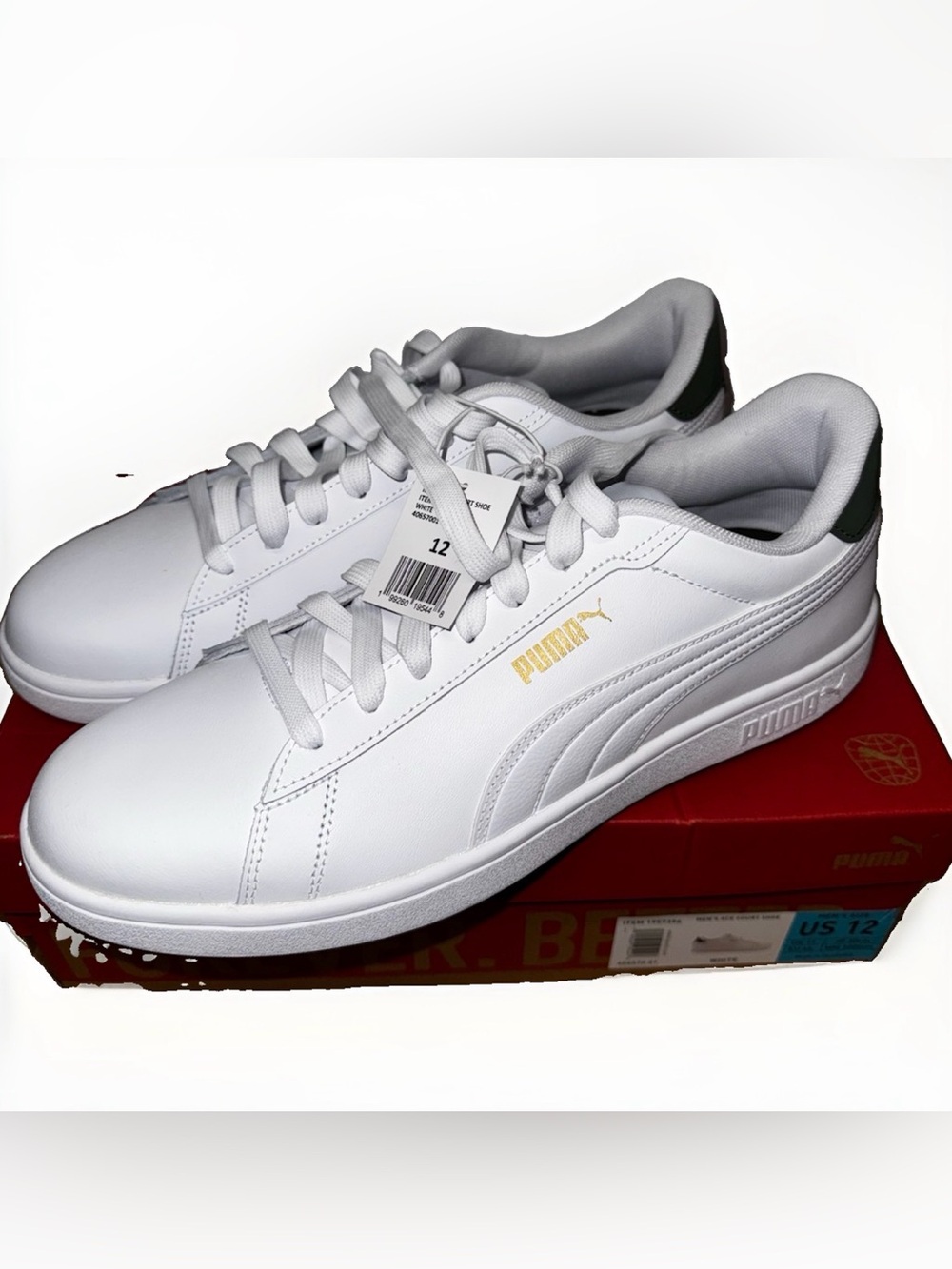 PUMA Ace Court Shoes Men's White/Amazon Green colorway 406570-01 Size 12
